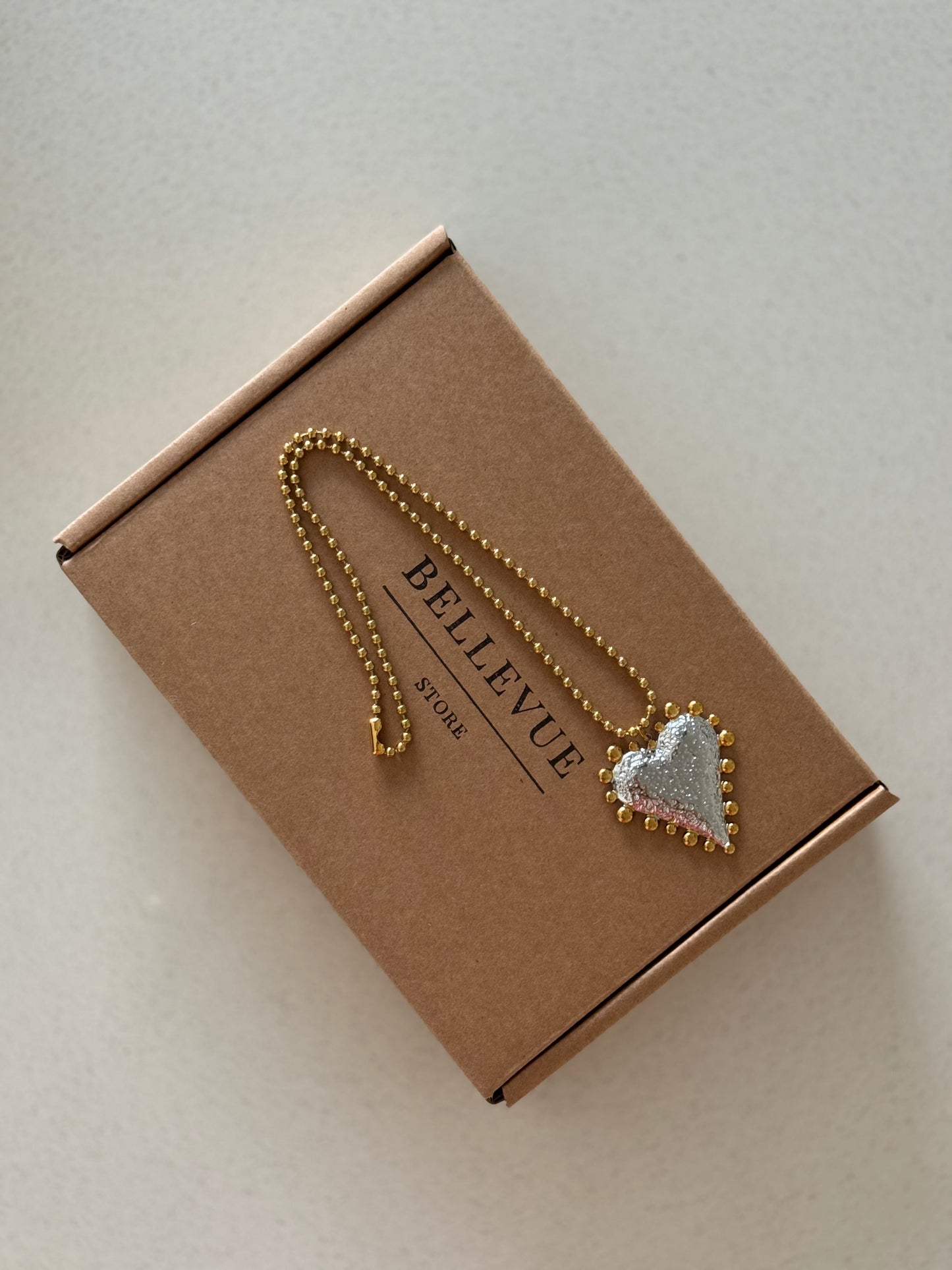 Colar heart silver&gold